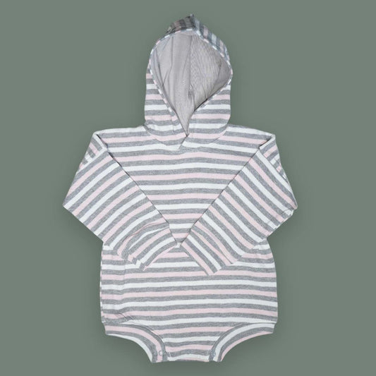 Baby Hooded Striped Bodysuit - Long Sleeves
