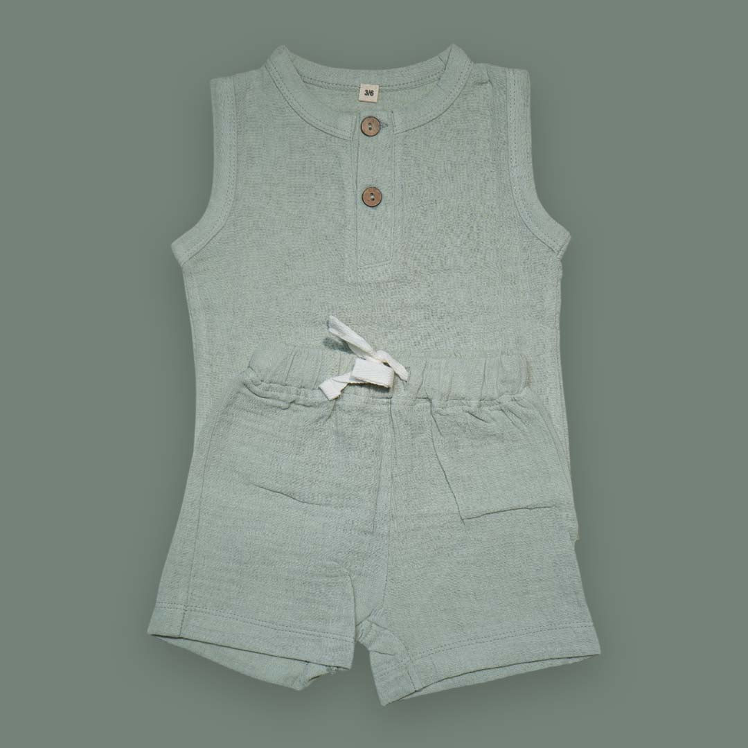 Sleeveless Baby Romper Set – Soft Cotton Summer Outfit
