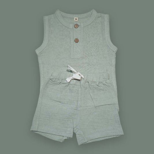 Sleeveless Baby Romper Set – Soft Cotton Summer Outfit
