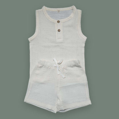 Baby Boy Sleeveless Cotton Shirt & Shorts Set