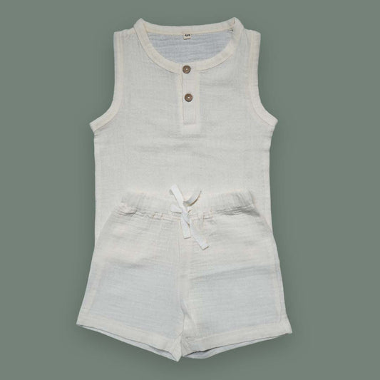 Baby Boy Sleeveless Cotton Shirt & Shorts Set