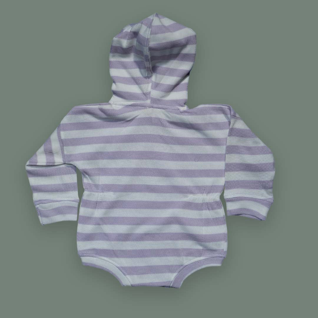 Hooded Striped Bodysuit - Long Sleeves