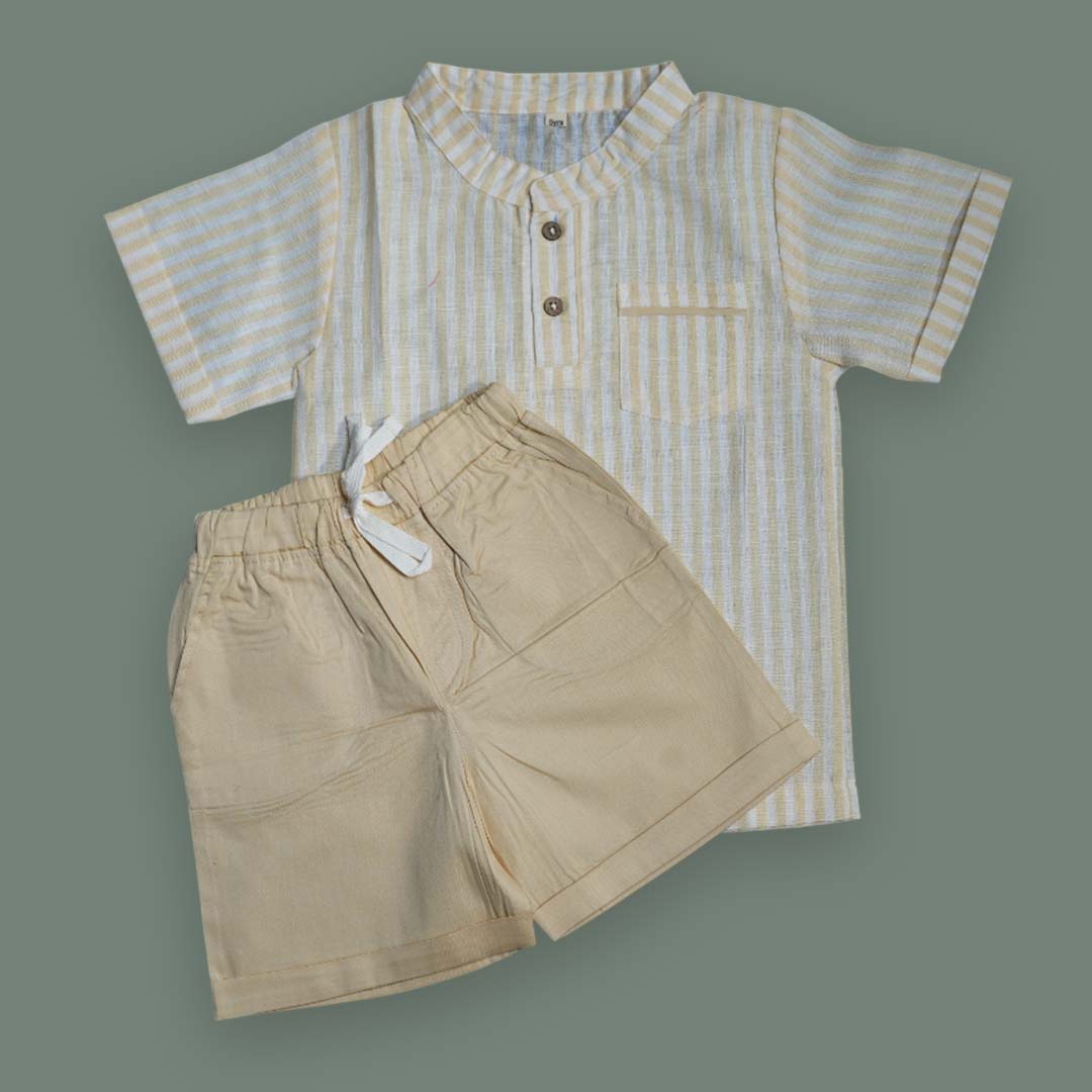 Cotton Striped Short Kurta & Shorts