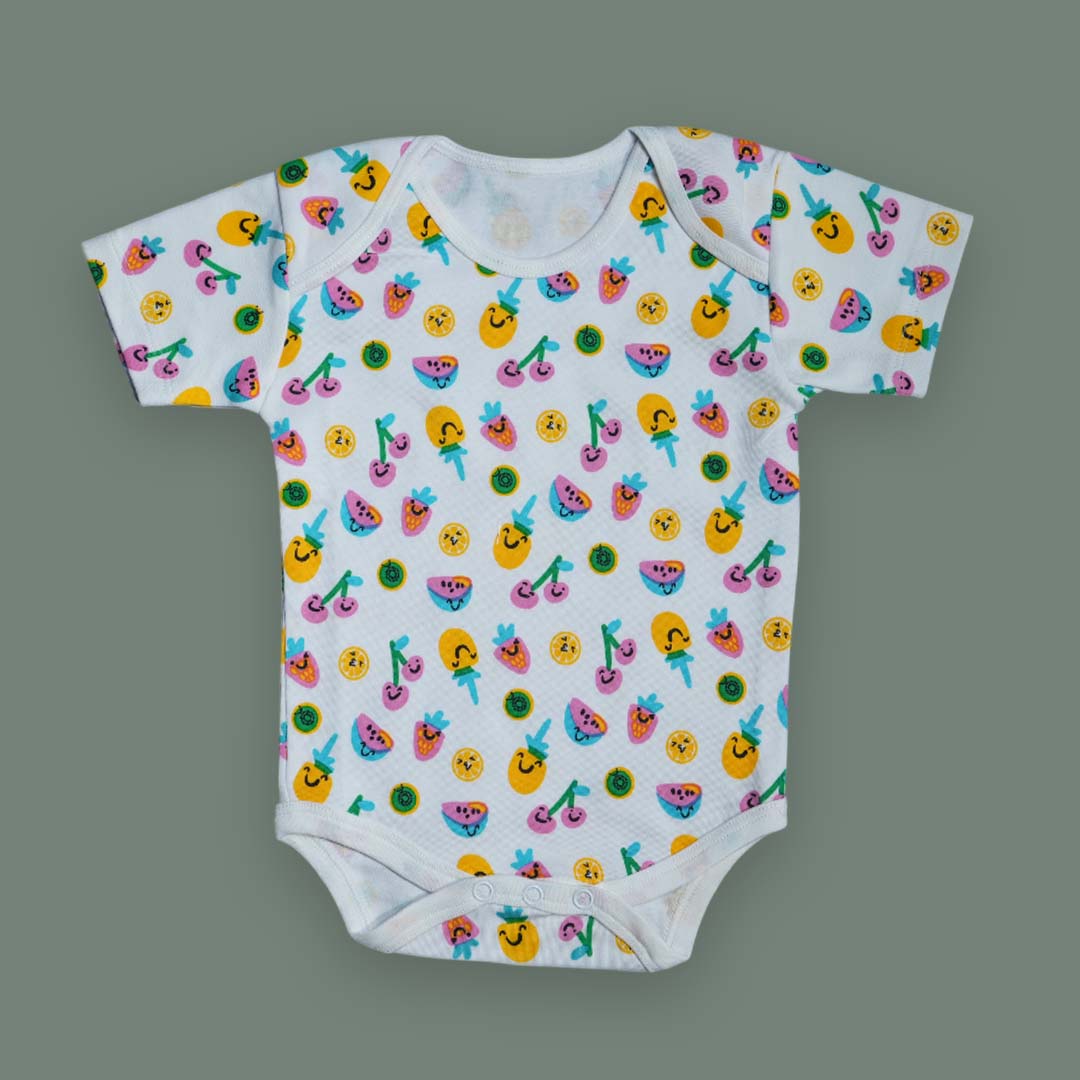 Colorful Fruit Print Baby Onesie