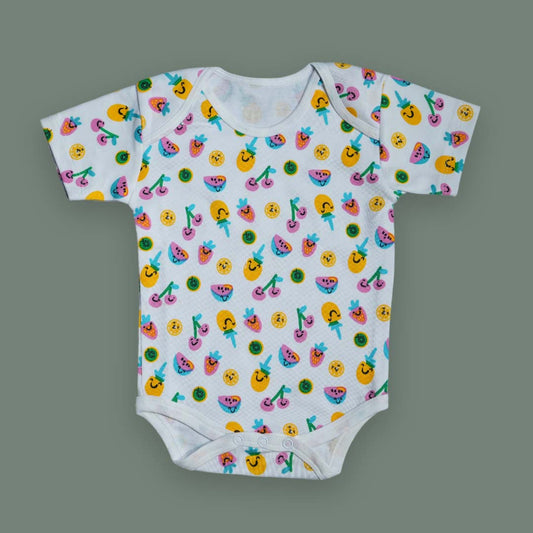 Colorful Fruit Print Baby Onesie