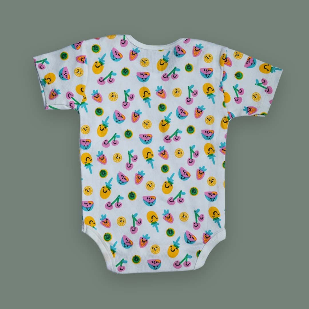 Colorful Fruit Print Baby Onesie