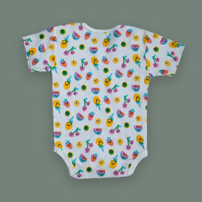 Colorful Fruit Print Baby Onesie