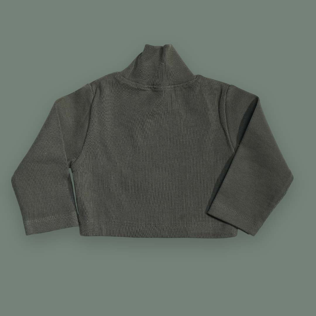 Olive Green Ribbed Turtleneck Sweater