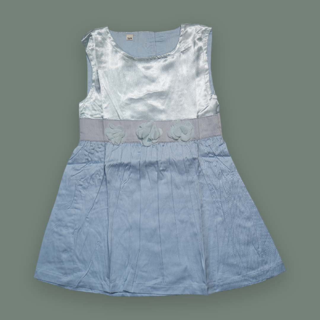 Baby Blue Satin Party Dress for Girls (3Y)