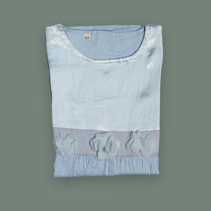 Baby Blue Satin Party Dress for Girls (3Y)