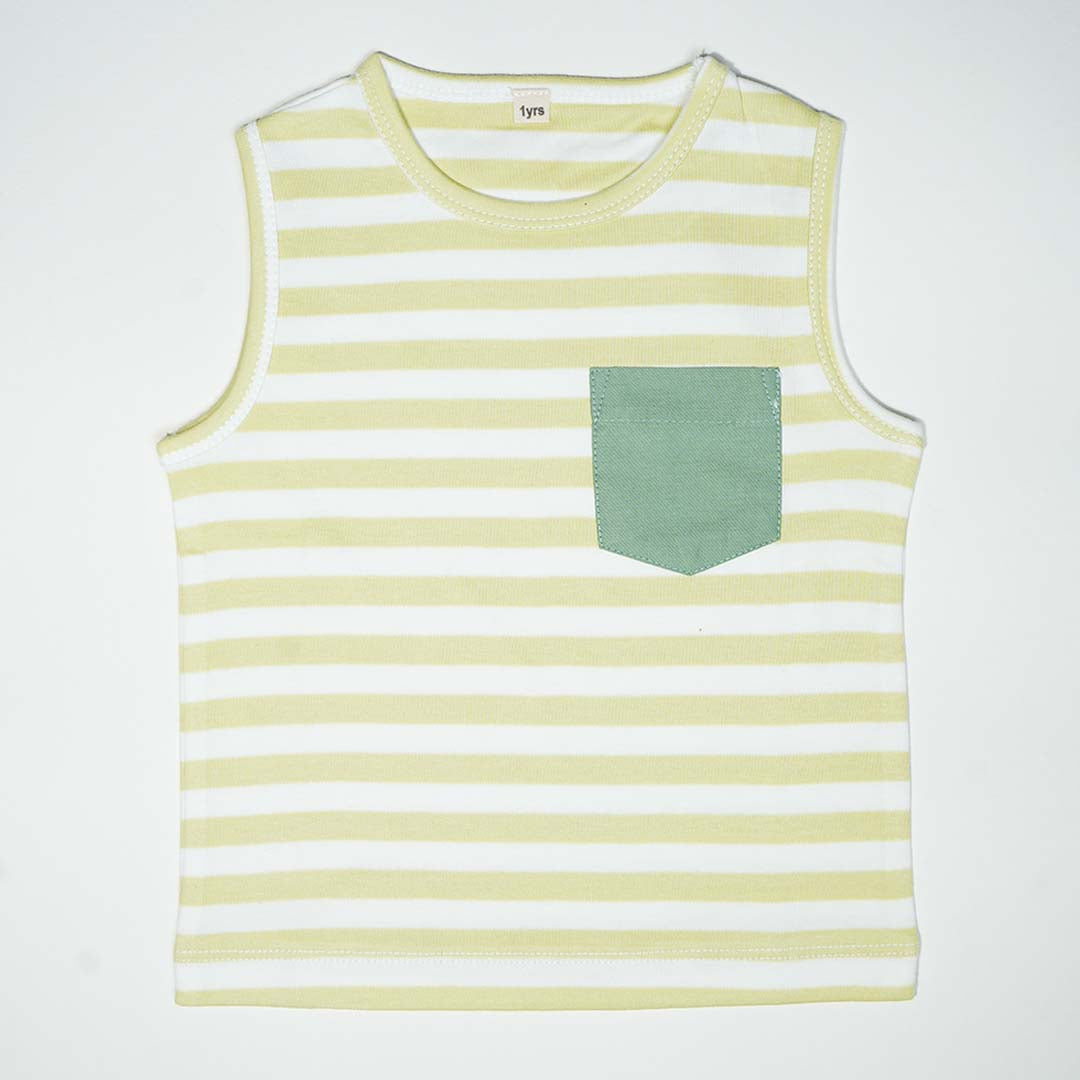 Baby Sleeveless T-Shirt and Trouser Set - Green and Yellow