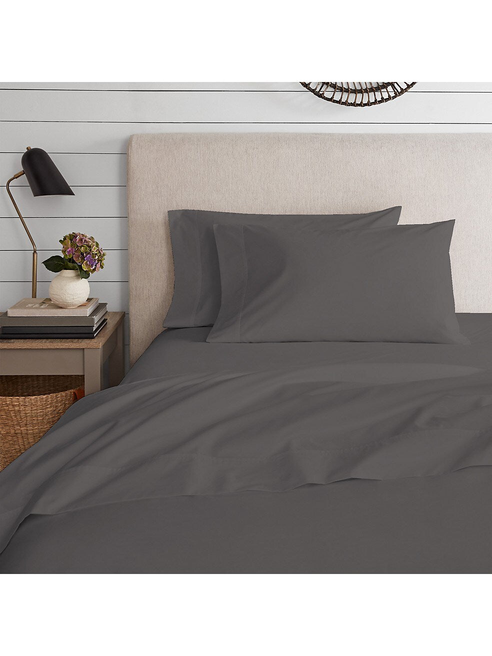 Bedsheet for Double Bed - Brushed Bedding - Flat Bedsheets Include Pillowcase - Breathable - Light Grey Solid_Double