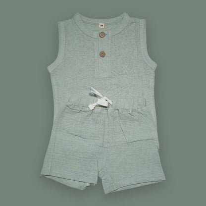 Sleeveless Baby Romper Set – Soft Cotton Summer Outfit